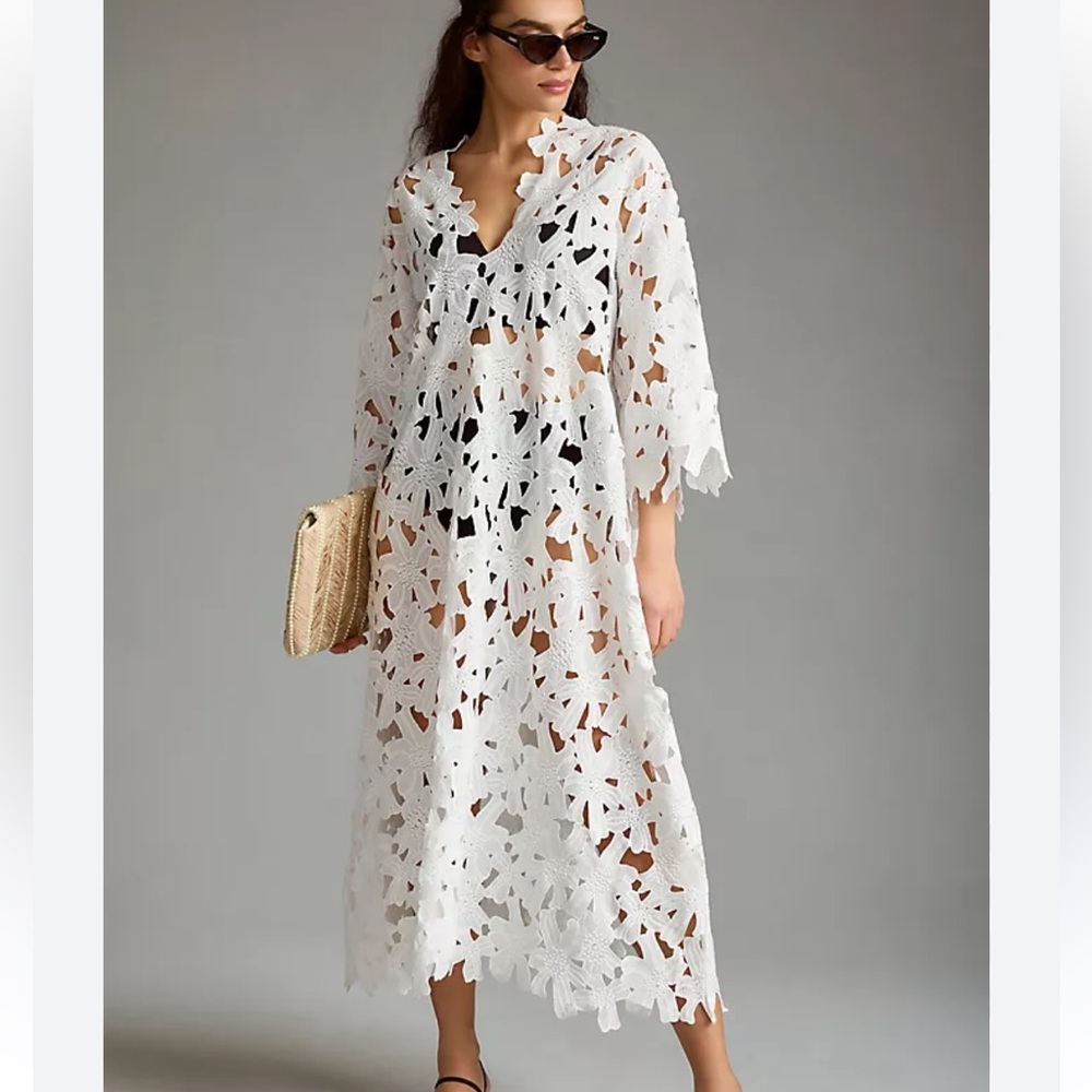 Anthropologie White Lace Swim Coverup